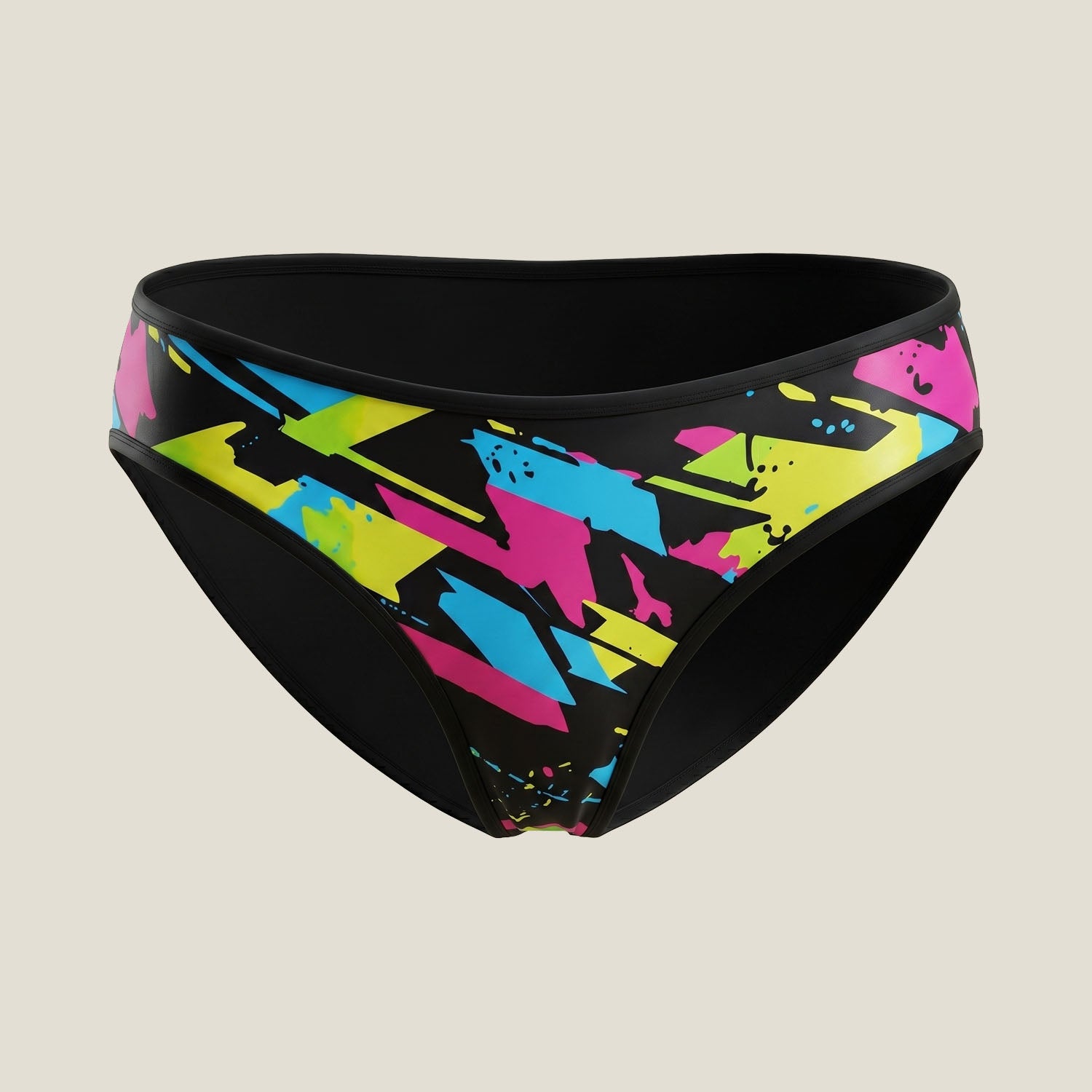 WUKA Lunafly Competition Bikini bottoms, front view — leakproof period bikini for heavy flow