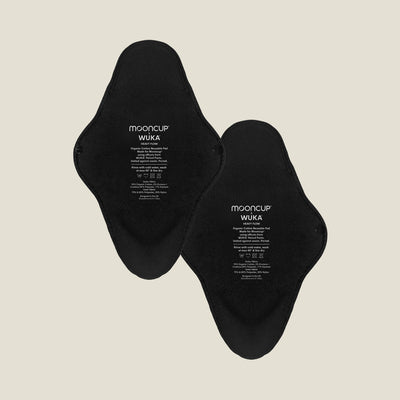 WUKA x Mooncup reusable period pads for heavy flow, made with GOTS-certified organic cotton and secure snap fastenings – pack of two