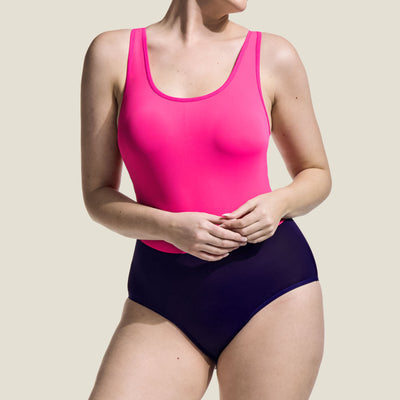 WUKA Period Racerback Two-Tone Swimsuit - Pink/Purple