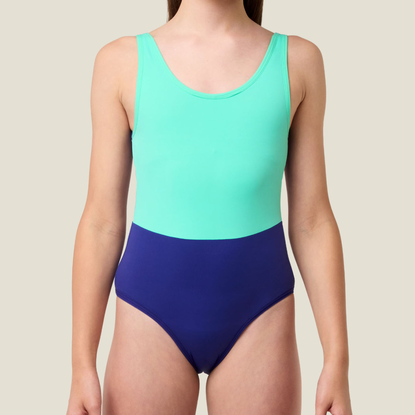 WUKA Teen Period Scoopback Two-Tone Swimsuit - Green/Blue