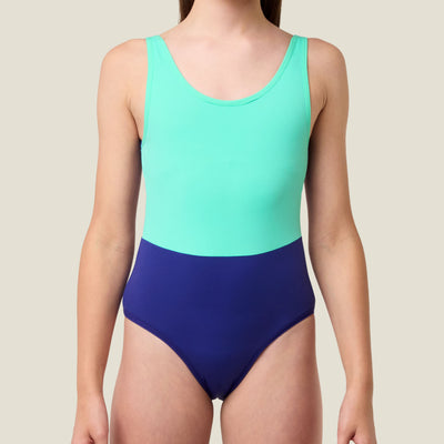 WUKA Teen Period Scoopback Two-Tone Swimsuit - Green/Blue