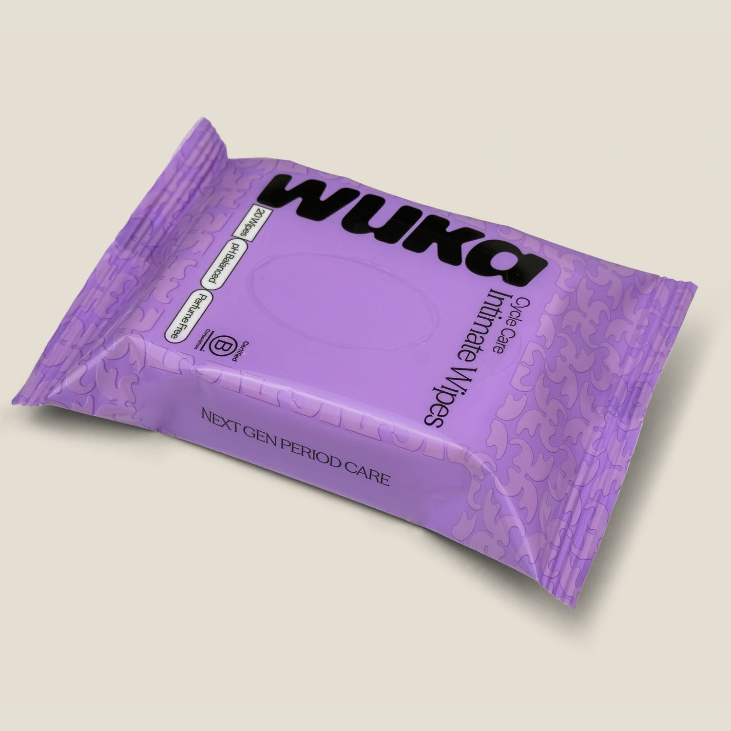 WUKA Cycle Care intimate wipes, purple pack, included in the Teen Super Heavy Starter Kit.