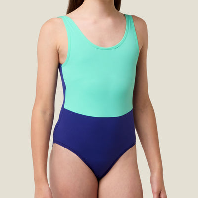 WUKA Teen Period Scoopback Two-Tone Swimsuit - Green/Blue