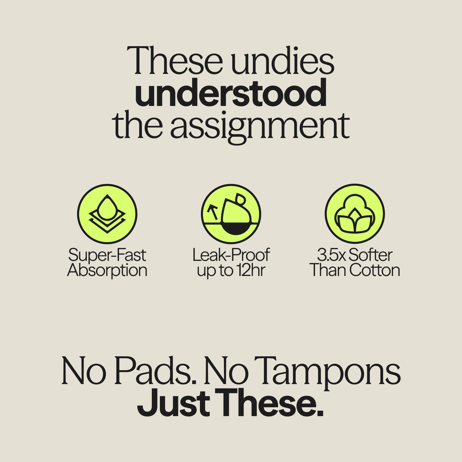 Infographic showing WUKA Ultimate™ Period Pants features: 12-hour leak-proof wear, 3.5x softer than cotton, and fast absorption