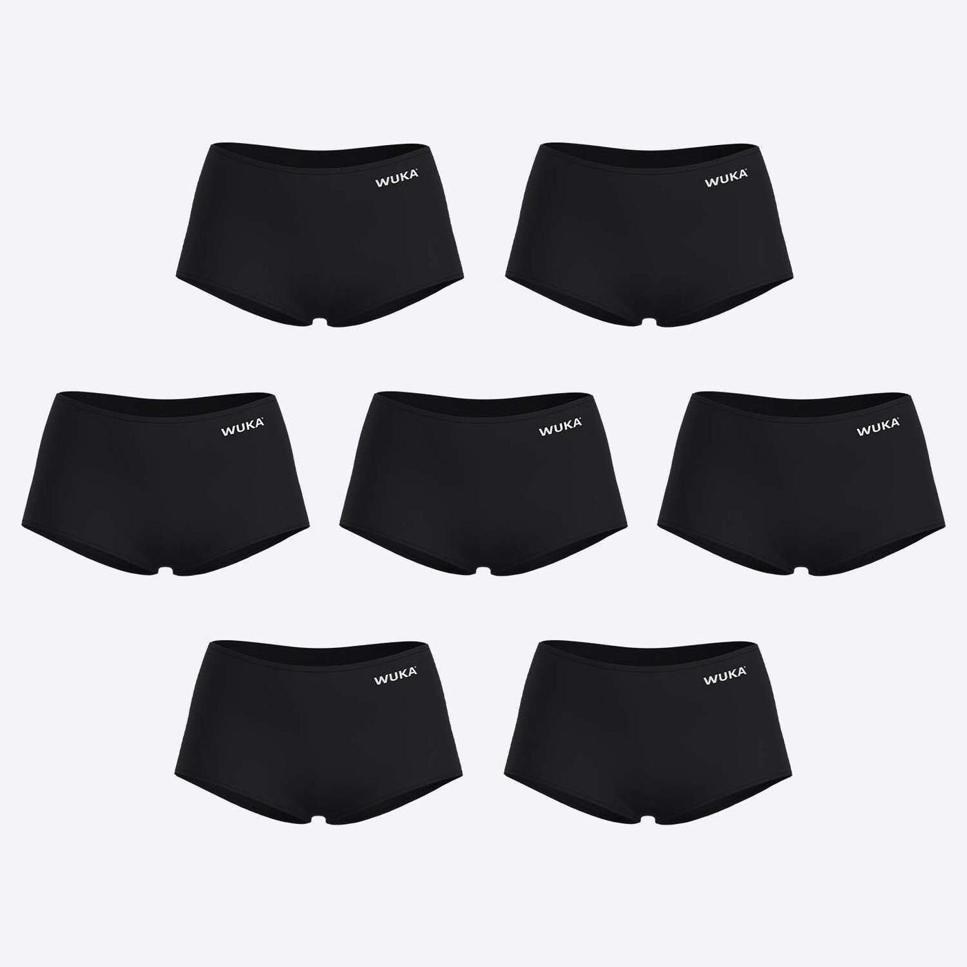 WUKA Stretch Boxer Short Teen Style 7 Pack Heavy Absorbency Black Colour Cut out