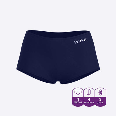 WUKA Stretch Period Short Teen Style Heavy Absorbency Navy Colour 3D render front