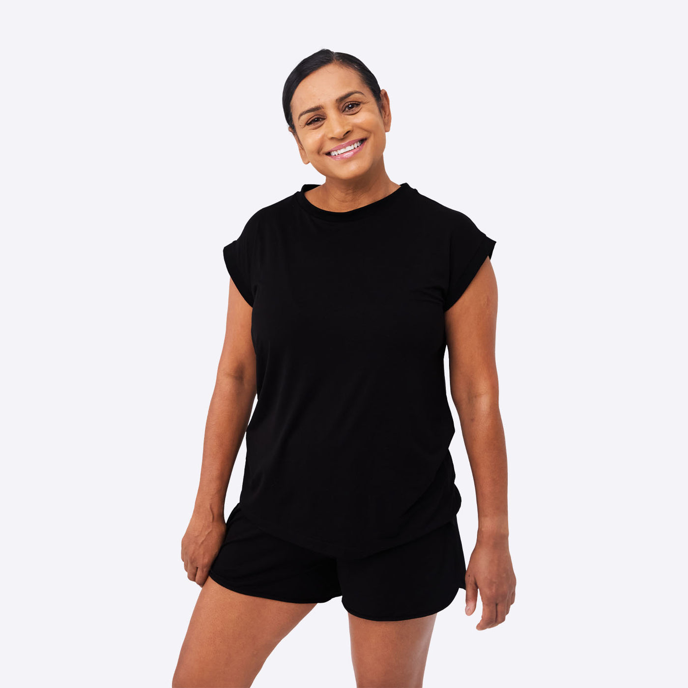 WUKA-FreshTech Sleep Wear-Jersey Shorts-Black Colour-full-length-model-2