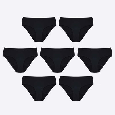WUKA Perform Seamless Midi Brief - 7 Full Switch Set Heavy Flow Black 7 Pack